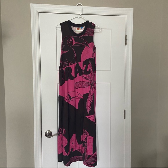 🌿|NWT| Farm Rio x Anthropologie Tiered Graphic Tshirt Dress - Picture 4 of 11